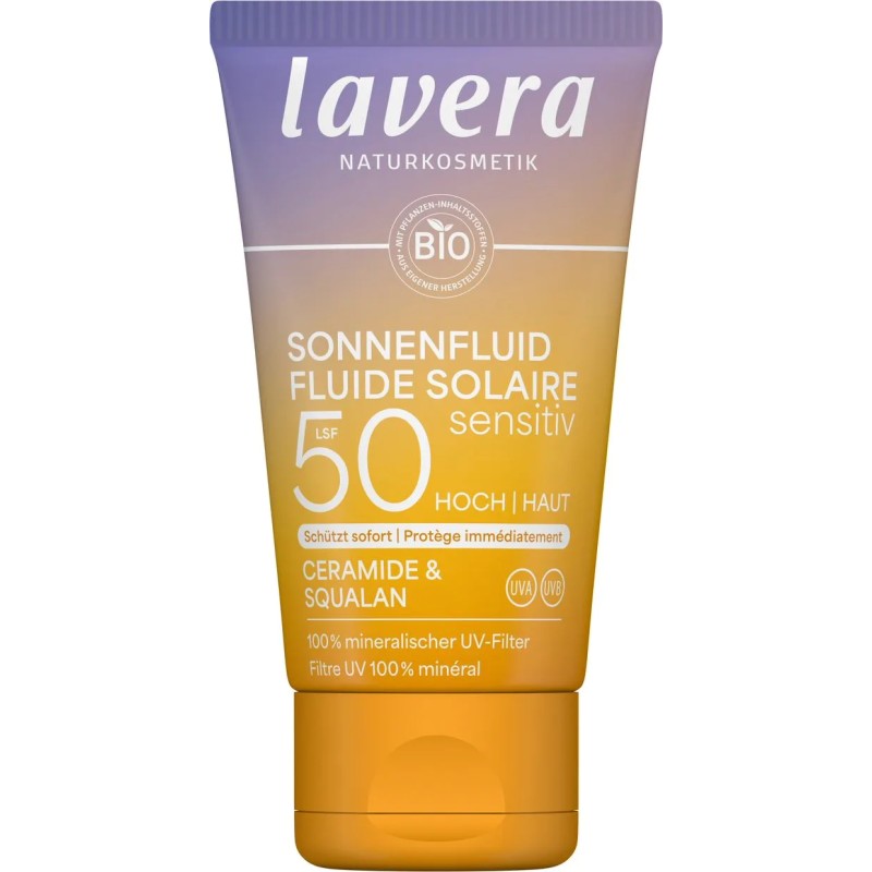 Fluide solaire SPF50 Lavera 40ml visage Lavera  dans votre magasin bio en ligne Etiketbio.eu