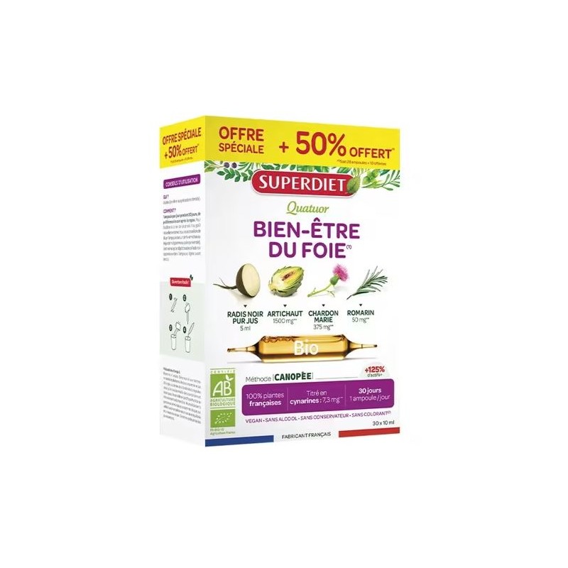 Quatuor Digestion 20+10 ampoules – Superdiet Super Diet  dans votre magasin bio en ligne Etiketbio.eu