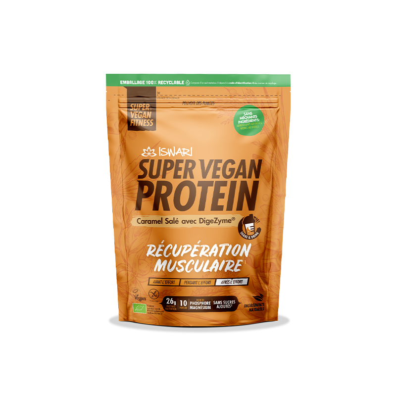 Protéine vegan Caramel salé & Ashwagandha Iswari Iswari  dans votre magasin bio en ligne Etiketbio.eu