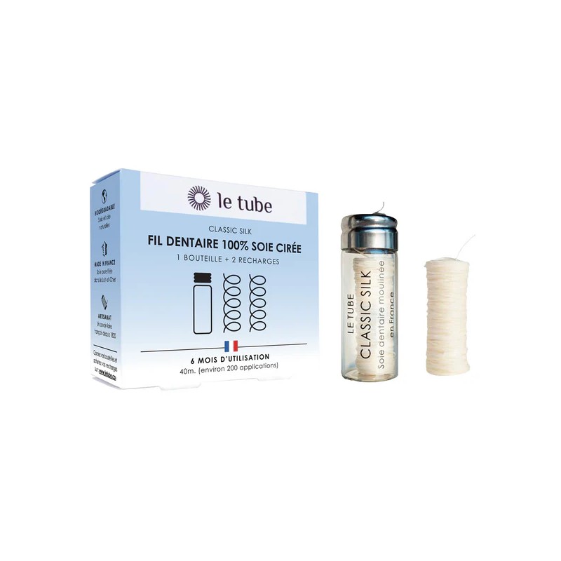 Fil dentaire soie LE TUBE – bouteille 2 bobines Le Tube  dans votre magasin bio en ligne Etiketbio.eu