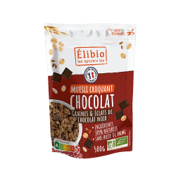 Muesli croquant chocolat Elibio 500g Elibio  dans votre magasin bio en ligne Etiketbio.eu