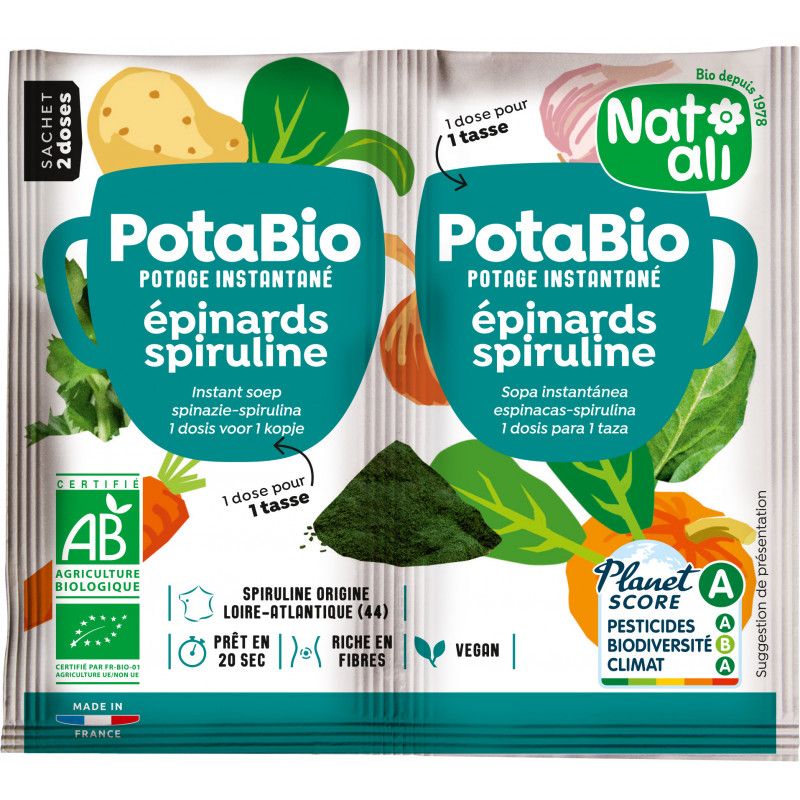 Potage instantané épinards spiruline Natali Natali  dans votre magasin bio en ligne Etiketbio.eu