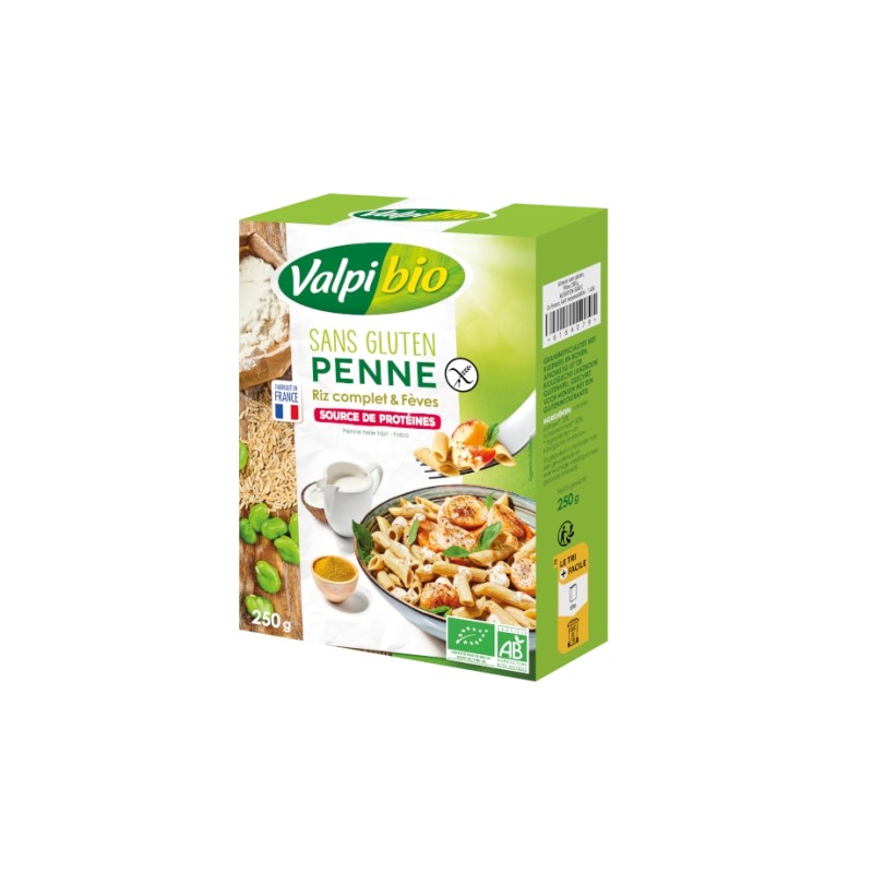 Pennes riz complet fèves Valpibio 250g VALPIBIO  dans votre magasin bio en ligne Etiketbio.eu