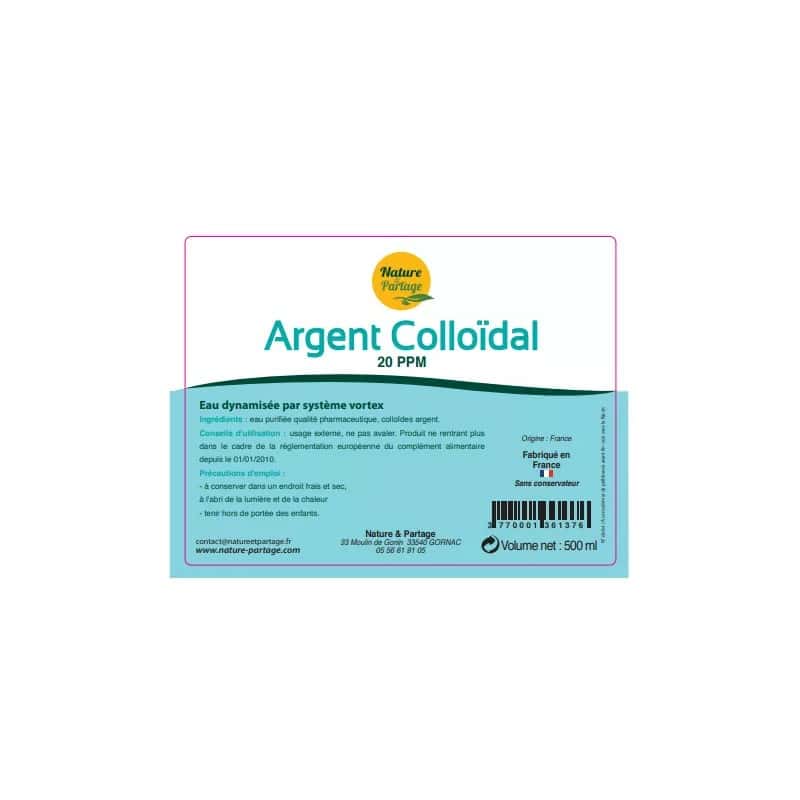 Argent colloïdal 20ppm 500ml – Usage externe Nature&Partage