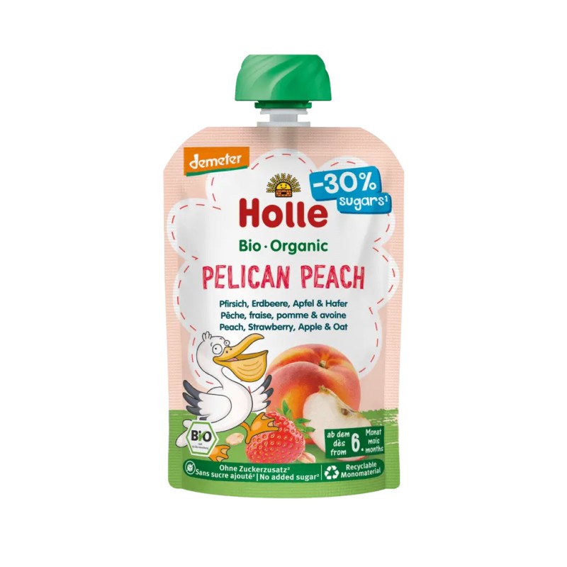 Gourde bébé bio pêche 100g – Pelican Peach Holle Holle  dans votre magasin bio en ligne Etiketbio.eu