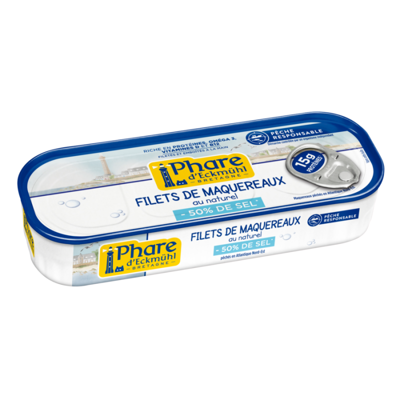 Filets de maquereaux -50% sel Phare d’Eckmühl Phare d’Eckmühl  dans votre magasin bio en ligne Etiketbio.eu