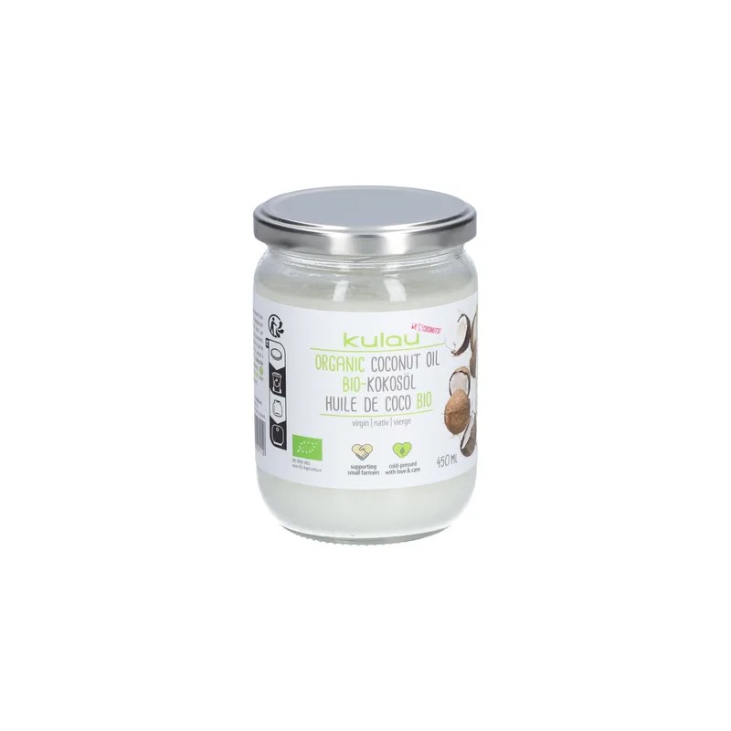 Huile de coco crue 450ml bio - Kulau Kulau  dans votre magasin bio en ligne Etiketbio.eu