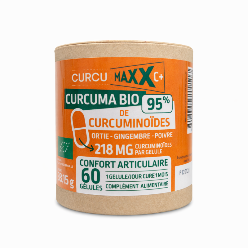 Curcuma 95% Bio 60 gélules – Curcumaxx C+ articulations Curcumaxx  dans votre magasin bio en ligne Etiketbio.eu