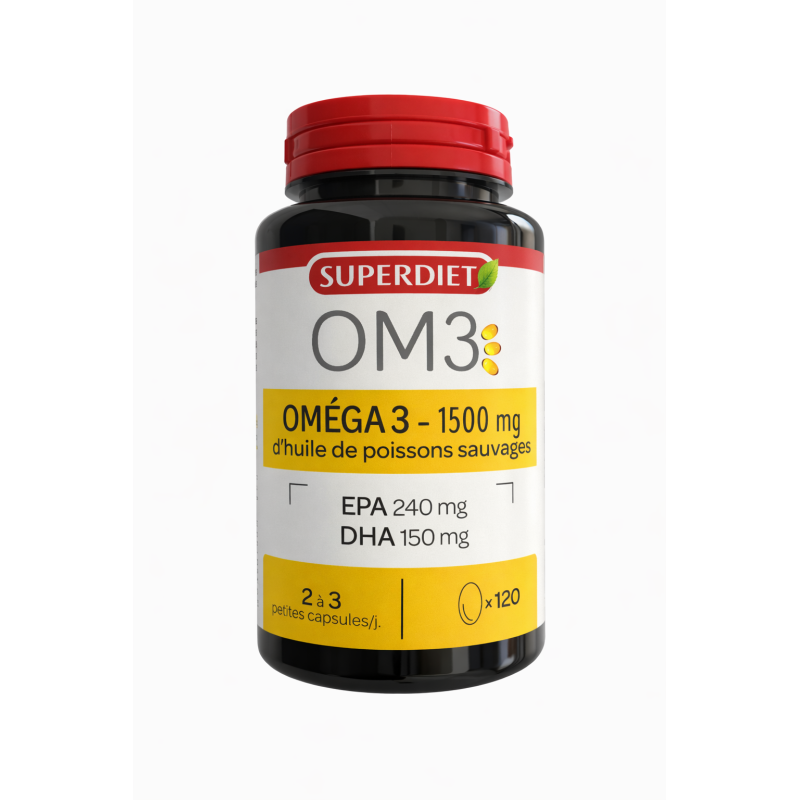 Oméga 3 huile de poissons sauvages 120 caps – Superdiet Super Diet  dans votre magasin bio en ligne Etiketbio.eu