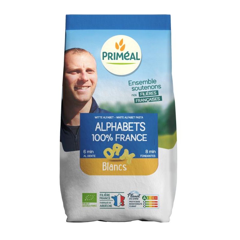 Alphabets blancs bio 500g – Pâtes à potage Priméal Priméal  dans votre magasin bio en ligne Etiketbio.eu