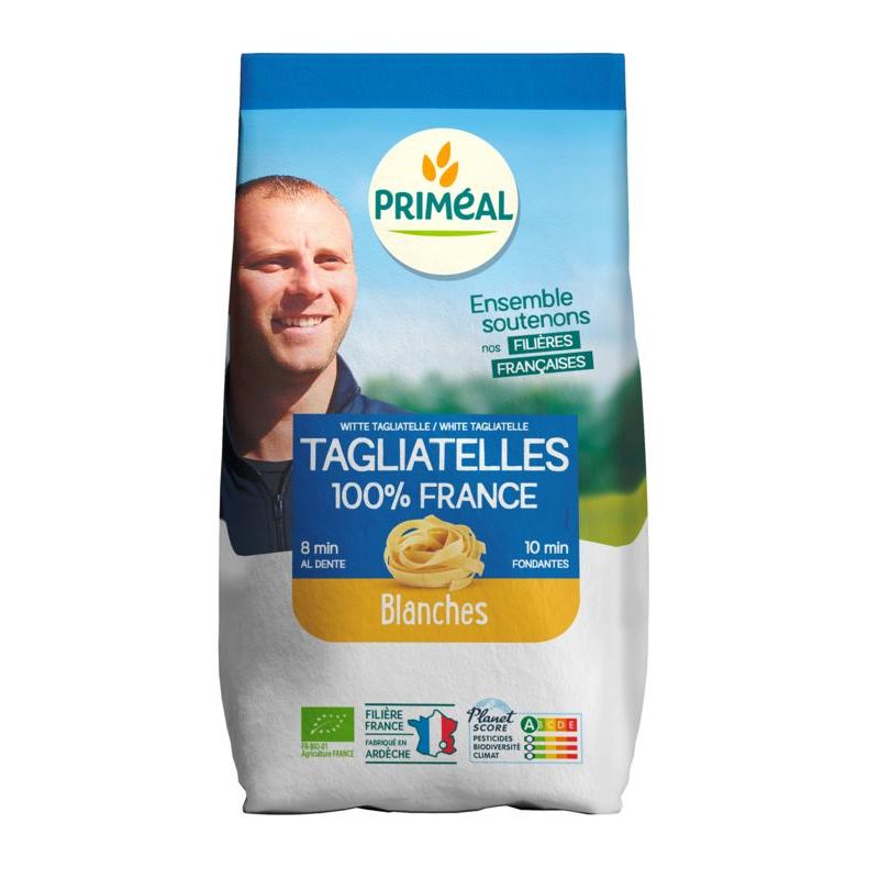 Tagliatelles blanches bio 250g – Pâtes blé dur Priméal Priméal  dans votre magasin bio en ligne Etiketbio.eu