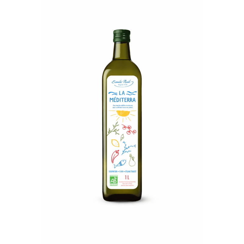 Huile Méditerra bio 1L – Olive, tournesol & sésame Émile Noël Emile Noël  dans votre magasin bio en ligne Etiketbio.eu