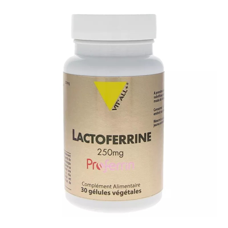 Lactoferrine 250mg 30 gélules Vit'all +  dans votre magasin bio en ligne Etiketbio.eu