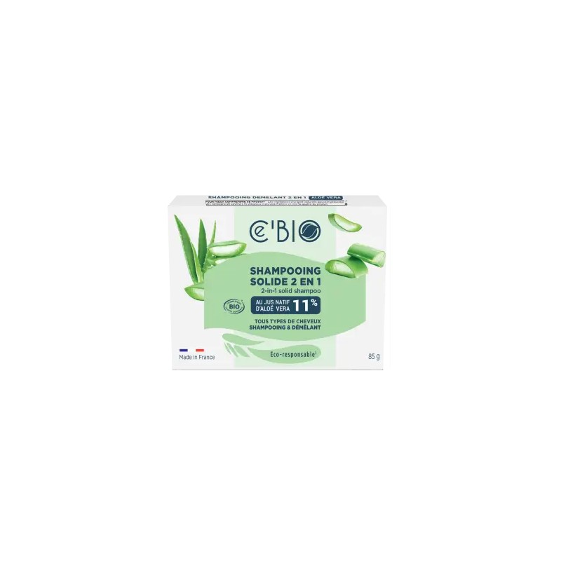 Shampooing solide Aloe Vera 2 en 1 85g – Ce’Bio Ce'Bio  dans votre magasin bio en ligne Etiketbio.eu