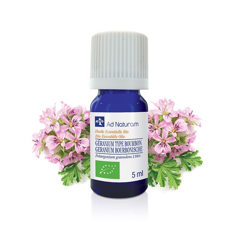 Huile essentielle Géranium Bourbon bio 5 ml – Ad Naturam Ad naturam  dans votre magasin bio en ligne Etiketbio.eu