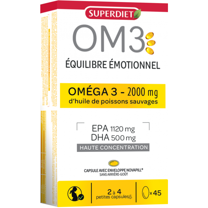 OM3 Équilibre émotionnel Premium 45 caps – Superdiet Super Diet  dans votre magasin bio en ligne Etiketbio.eu