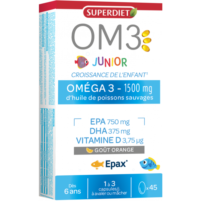 Oméga 3 Junior Superdiet – 45 capsules Super Diet  dans votre magasin bio en ligne Etiketbio.eu