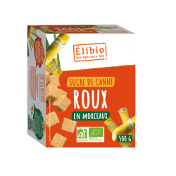 Sucre roux morceaux bio 500g – Elibio Elibio  dans votre magasin bio en ligne Etiketbio.eu
