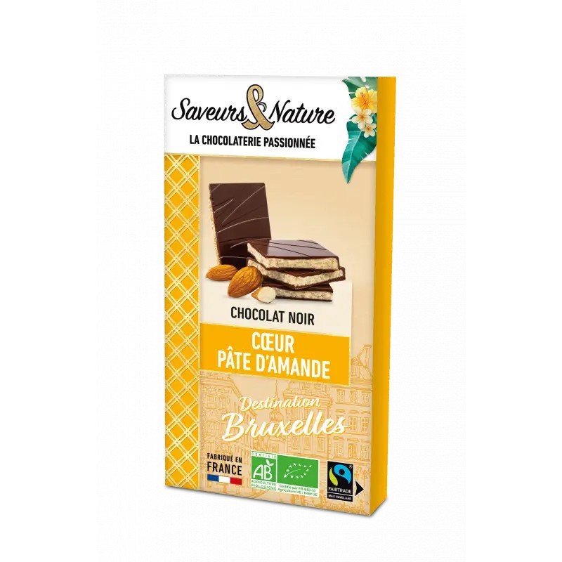 Chocolat noir fourré pâte d’amande bio - Saveurs & Nature Saveurs et Nature  dans votre magasin bio en ligne Etiketbio.eu