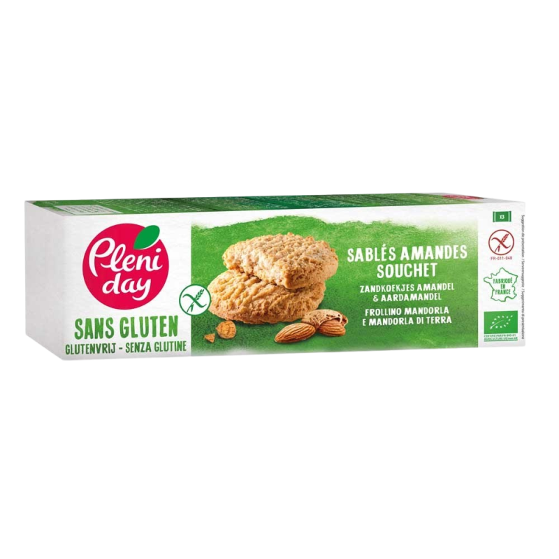 Sablés amande & souchet bio 150g – Pleniday PLENIDAY  dans votre magasin bio en ligne Etiketbio.eu