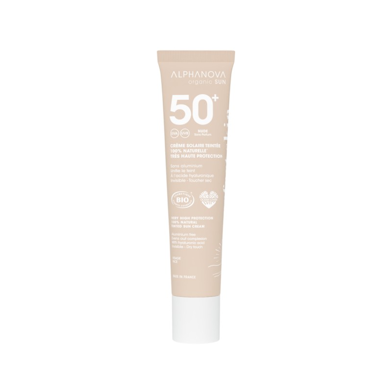Crème solaire teintée nude SPF50+ bio - Alphanova Alphanova  dans votre magasin bio en ligne Etiketbio.eu