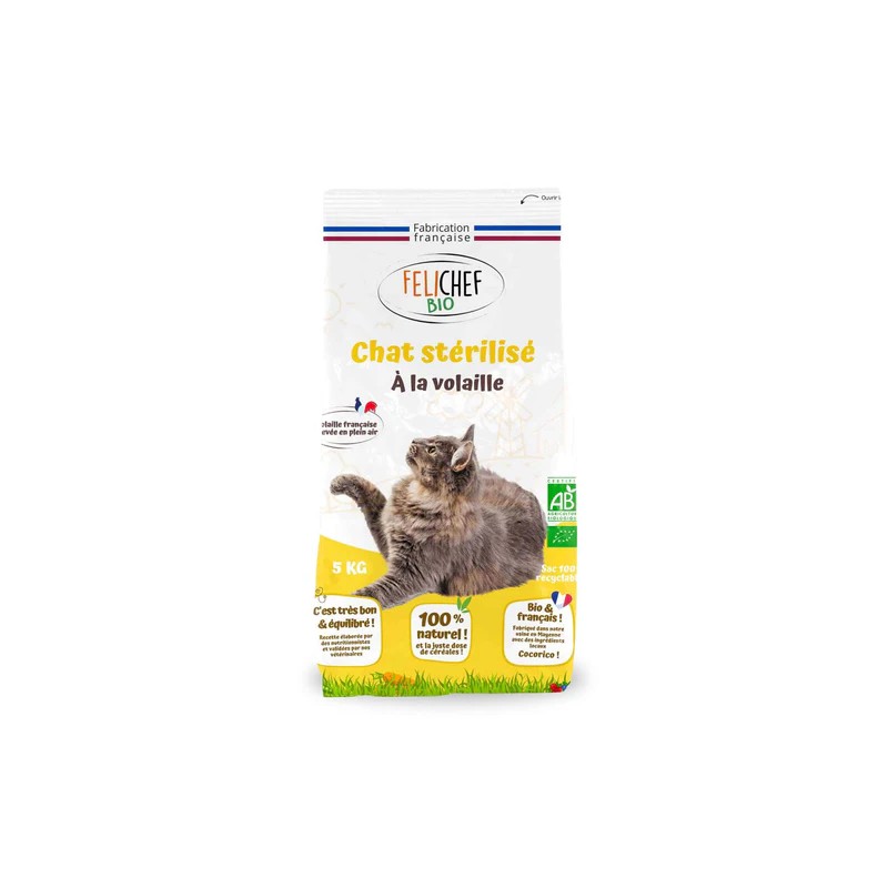 Croquettes chat stérilisé bio 5 kg – Felichef Felichef bio  dans votre magasin bio en ligne Etiketbio.eu
