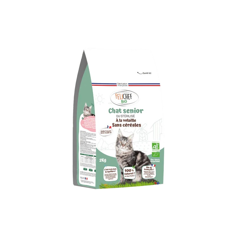 Croquettes chat senior bio 2 kg – Felichef Felichef bio  dans votre magasin bio en ligne Etiketbio.eu