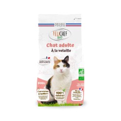 Croquettes chat adulte bio volaille 800 g – Felichef Felichef bio  dans votre magasin bio en ligne Etiketbio.eu