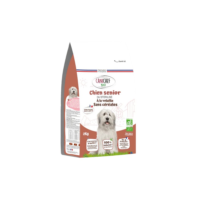 Croquettes chien senior sans céréales Canichef Canichef Bio  dans votre magasin bio en ligne Etiketbio.eu