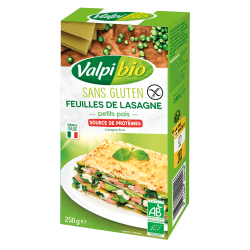 Lasagnes petits pois 250g bio sans gluten – Valpibio Valpibio  dans votre magasin bio en ligne Etiketbio.eu