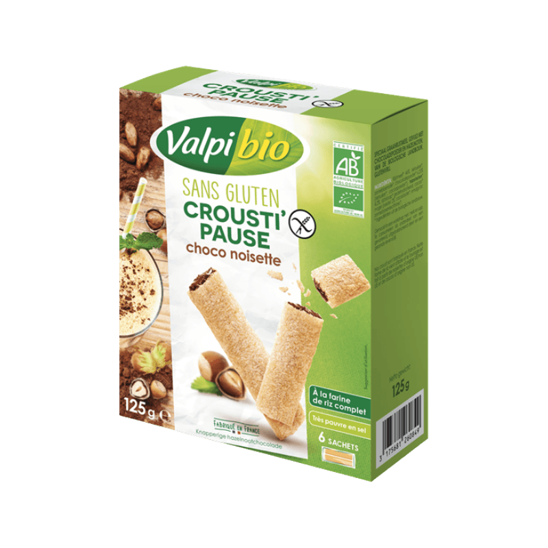 Crousti’Pause choco noisette 125g bio – Valpibio Valpibio  dans votre magasin bio en ligne Etiketbio.eu