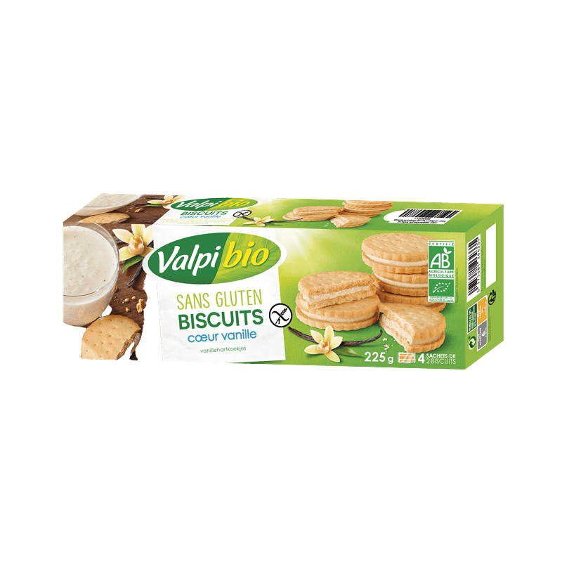 Biscuits cœur vanille 225g bio sans gluten – Valpibio Valpibio  dans votre magasin bio en ligne Etiketbio.eu