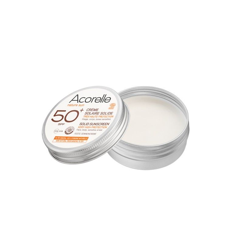 Crème solaire solide SPF50+ 20g bio – Acorelle Acorelle  dans votre magasin bio en ligne Etiketbio.eu