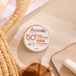 Crème solaire solide SPF50+ 20g bio – Acorelle Acorelle  dans votre magasin bio en ligne Etiketbio.eu
