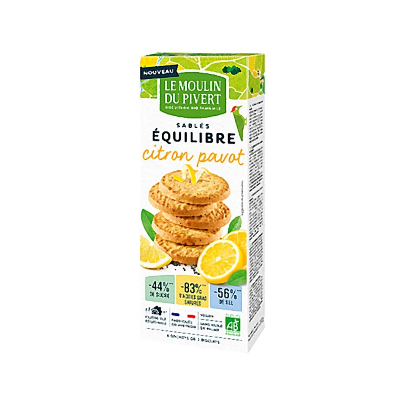 Biscuits citron pavot bio 150g – Moulin du Pivert Moulin du Pivert  dans votre magasin bio en ligne Etiketbio.eu