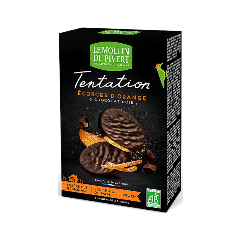 Biscuits orange chocolat noir bio 115g – Moulin du Pivert Moulin du Pivert  dans votre magasin bio en ligne Etiketbio.eu
