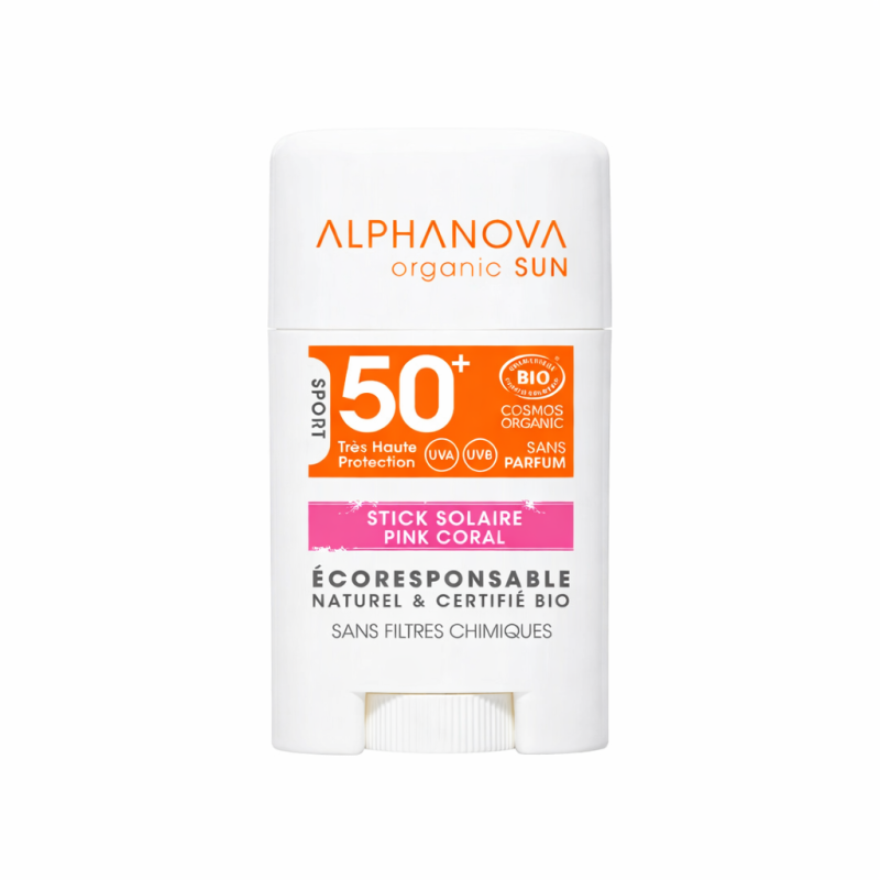 Stick solaire SPF50+ rose bio 12g – Alphanova Alphanova  dans votre magasin bio en ligne Etiketbio.eu