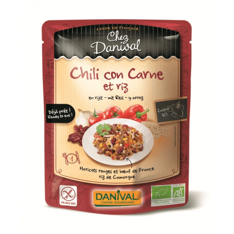 Chili con carne et riz 250g Danival dans votre magasin bio en ligne Etiketbio.eu Chili con carne et riz 250g Danival dans votre magasin bio en ligne Etiketbio.eu