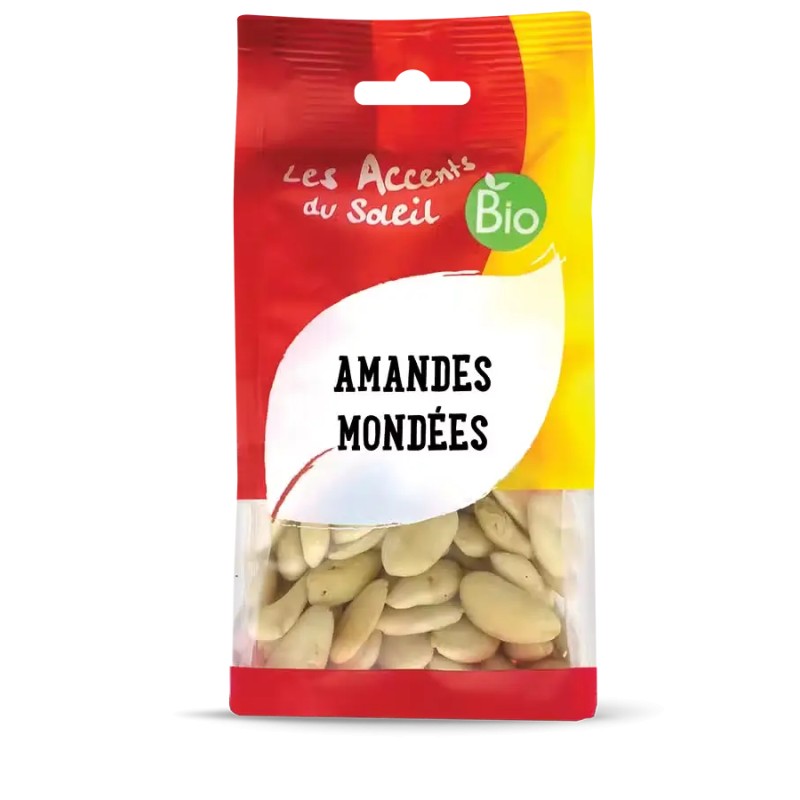 Amandes blanches mondées bio 125g – Accent du Soleil Les Accents du Soleil fruits secs bio  dans votre magasin bio en ligne E...