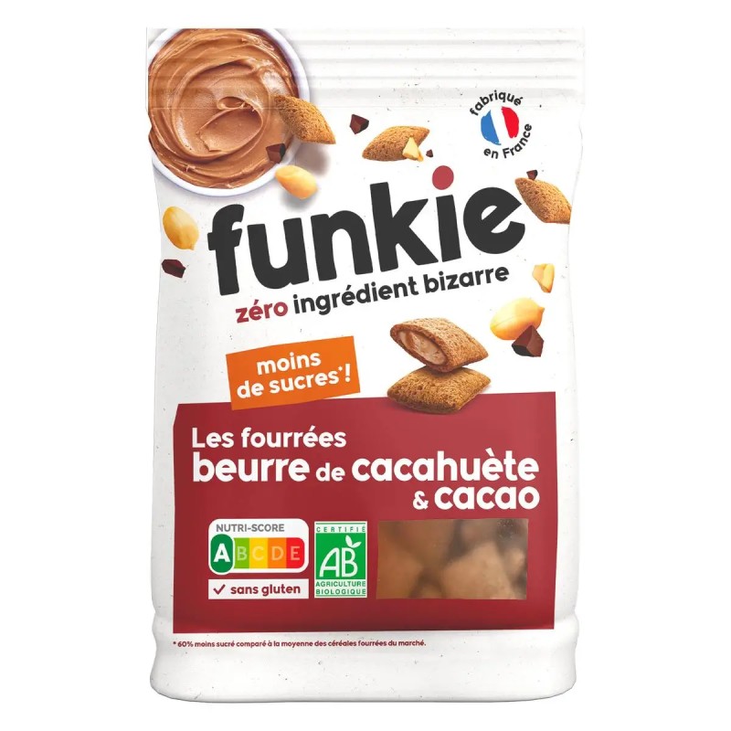 Céréales fourrées bio cacao cacahuète 250g – Funkie Funkie  dans votre magasin bio en ligne Etiketbio.eu