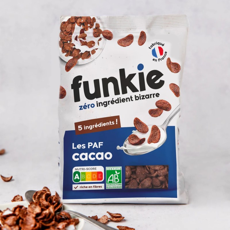 Céréales cacao bio 300g – Les PAF Funkie Funkie  dans votre magasin bio en ligne Etiketbio.eu