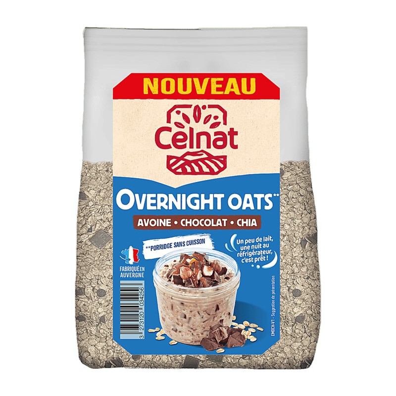 Overnight Oats chocolat bio 300g – Celnat Celnat  dans votre magasin bio en ligne Etiketbio.eu