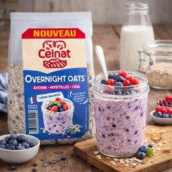 Overnight Oats myrtilles bio 300g – Celnat Celnat  dans votre magasin bio en ligne Etiketbio.eu