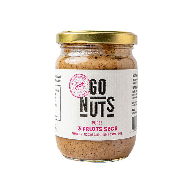 Purée 3 fruits secs bio 250g – Go Nuts Go Nuts  dans votre magasin bio en ligne Etiketbio.eu