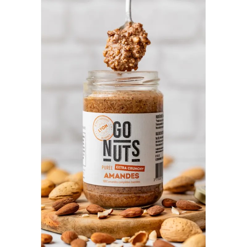Purée d’amande complète extra crunchy 270g – Go Nuts Go Nuts  dans votre magasin bio en ligne Etiketbio.eu