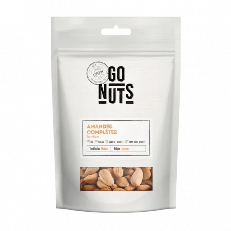 Amandes torréfiées bio 125g – Go Nuts Go Nuts  dans votre magasin bio en ligne Etiketbio.eu