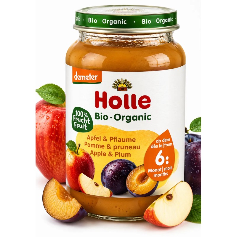 Petit pot pomme pruneau Demeter 190g – Holle