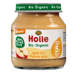 Pomme pure bébé 125g bio Demeter – Holle Holle  dans votre magasin bio en ligne Etiketbio.eu