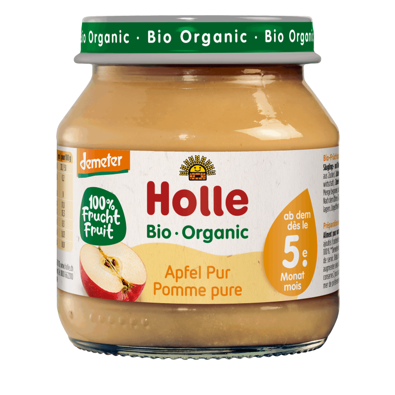 Pomme pure bébé 125g bio Demeter – Holle Holle  dans votre magasin bio en ligne Etiketbio.eu