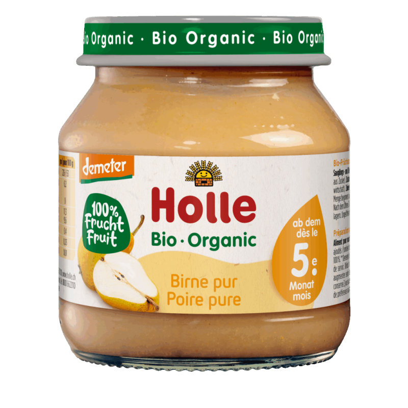 Poire pure bébé 125g bio Demeter – Holle Holle  dans votre magasin bio en ligne Etiketbio.eu